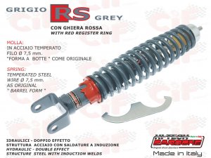 Rear shock absorber sport version adjustable GRAY RS for Vespa 50&#x2F;90&#x2F;125&#x2F;150&#x2F;160&#x2F;180&#x2F;200 NLR-Special-Primavera- GT-GTR-Sprint-Rally-PX-PE 