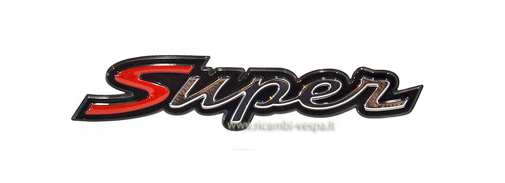 Super rear badge, red, chromium and black profile 